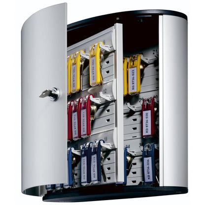DURABLE Schlüsselschrank KEY BOX 30,2 x 28 x 11,8 cm (B x H x T) inkl. 2 Schlüsseln, 6 KEY CLIP Schlüsselanhänger (farbig sortiert) Aluminium silber metallic