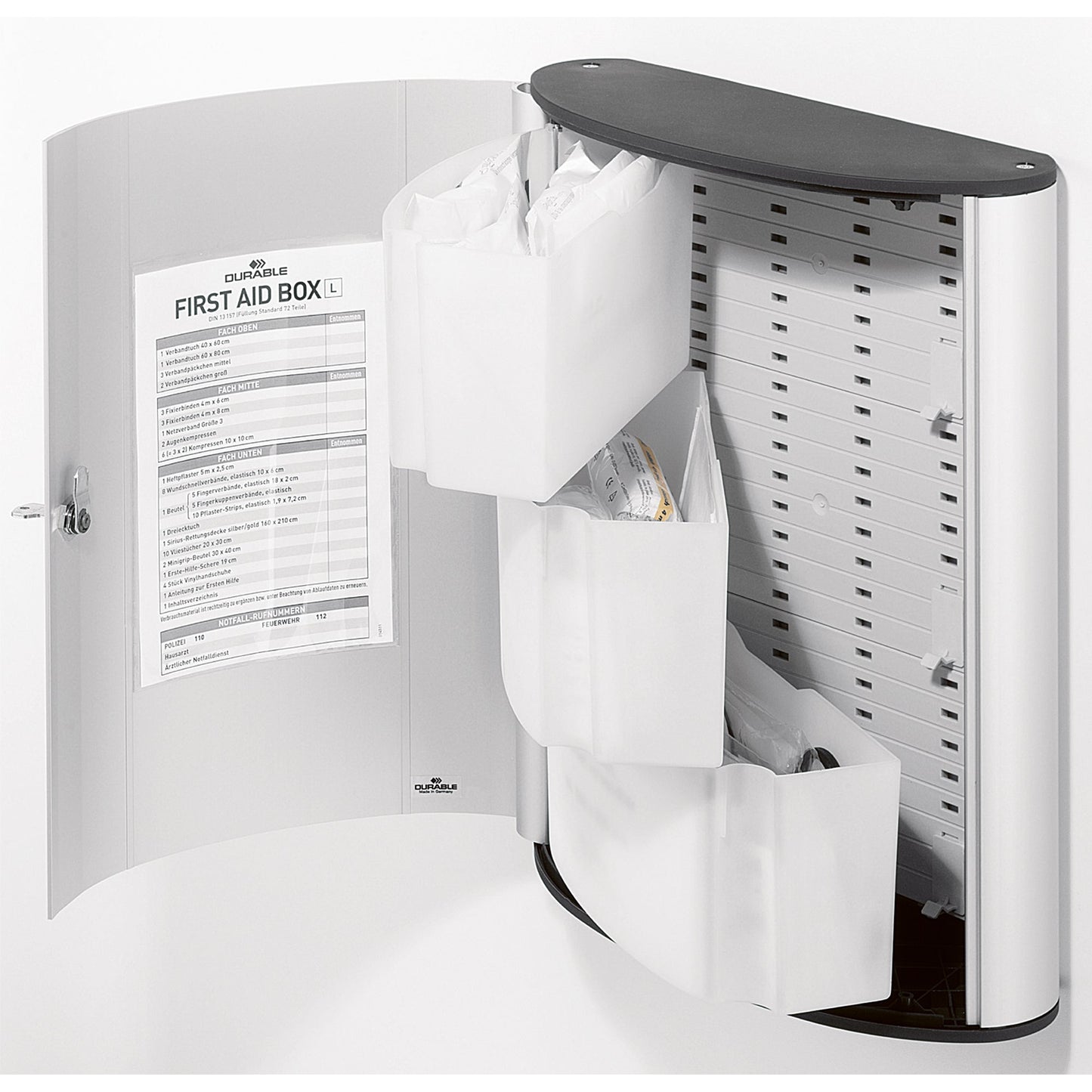 DURABLE Verbandschrank FIRST AID SET L gefüllt DIN 13157 Aluminium metallic silber