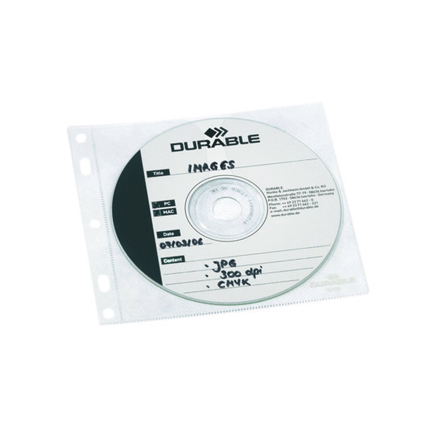 DURABLE CD/DVD Hülle COVER FILE 14 x 12,8 cm (B x H) Kunststoff transparent 10 St./Pack.