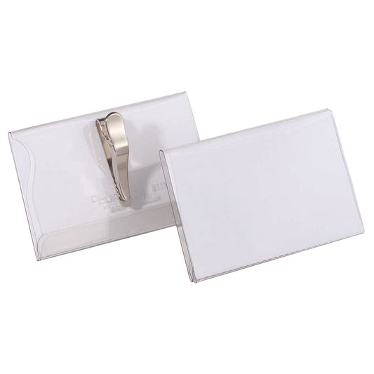 DURABLE Namensschild 90 x 54 mm (B x H) drehbare Krokoklemme transparent 25 St./Pack.