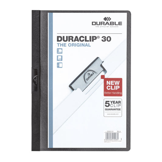 DURABLE Klemmmappe DURACLIP® 30 DIN A4 Hartfolie Farbe der Rückseite: schwarz Farbe der Klemme: schwarz