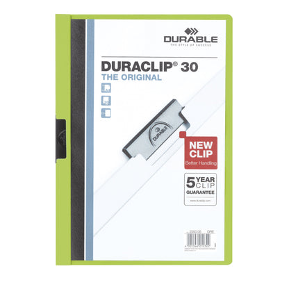 DURABLE Klemmmappe DURACLIP® 30 DIN A4 Hartfolie Farbe der Rückseite: grün Farbe der Klemme: schwarz