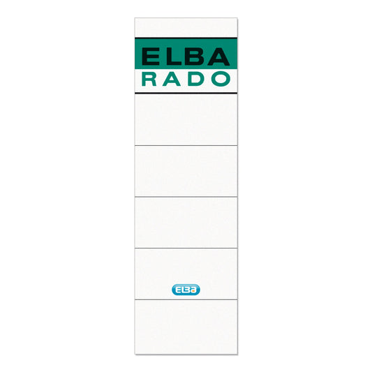 ELBA Ordnerrückenetikett breit/kurz 59 x 190 mm (B x H) selbstklebend ohne Griffloch weiß 10 Etik./Pack.