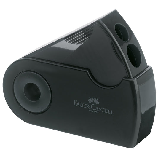 Faber-Castell Doppelspitzdose SLEEVE 8 und 11mm rechteckig Material des Spitzers: Kunststoff Material des Behälters: Kunststoff schwarz