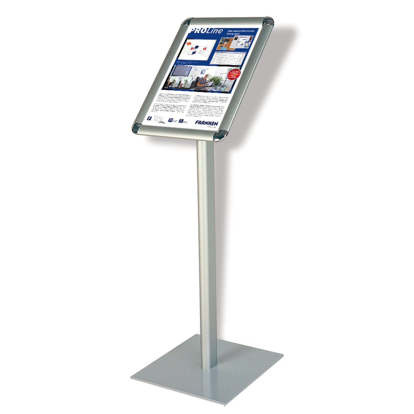 FRANKEN Infodisplay Standard 28 x 125 x 28 cm (B x H x T) DIN A3 inkl. 2 mm Antireflex-Schutzfolie silber