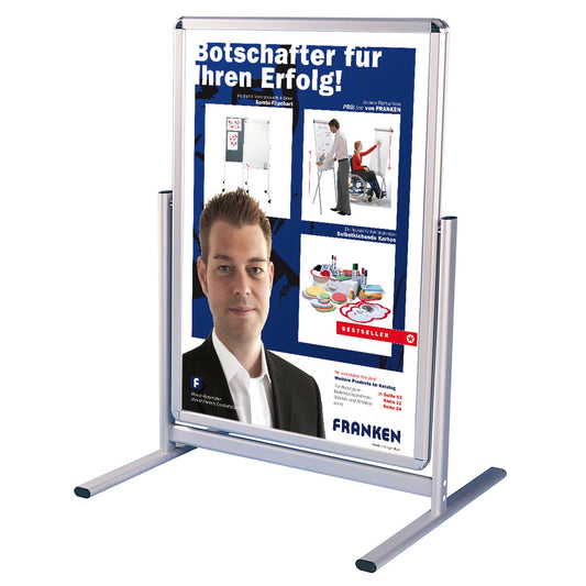 FRANKEN Kundenstopper Outdoor 75,4 x 102,8 x 70 cm (B x H x T) DIN A1 Zweiarmfuß Aluminium silber