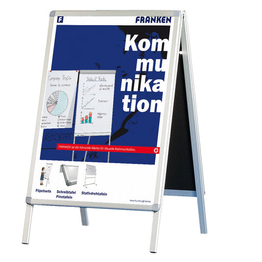 FRANKEN Kundenstopper Standard 47 x 96 x 67 cm (B x H x T) DIN A2 Aluminium silber