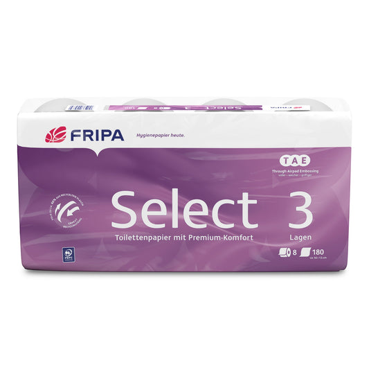 Fripa Toilettenpapier Selecta TAE 3-lagig hochweiß 180 Bl./Rl. 8 Rl./Pack.