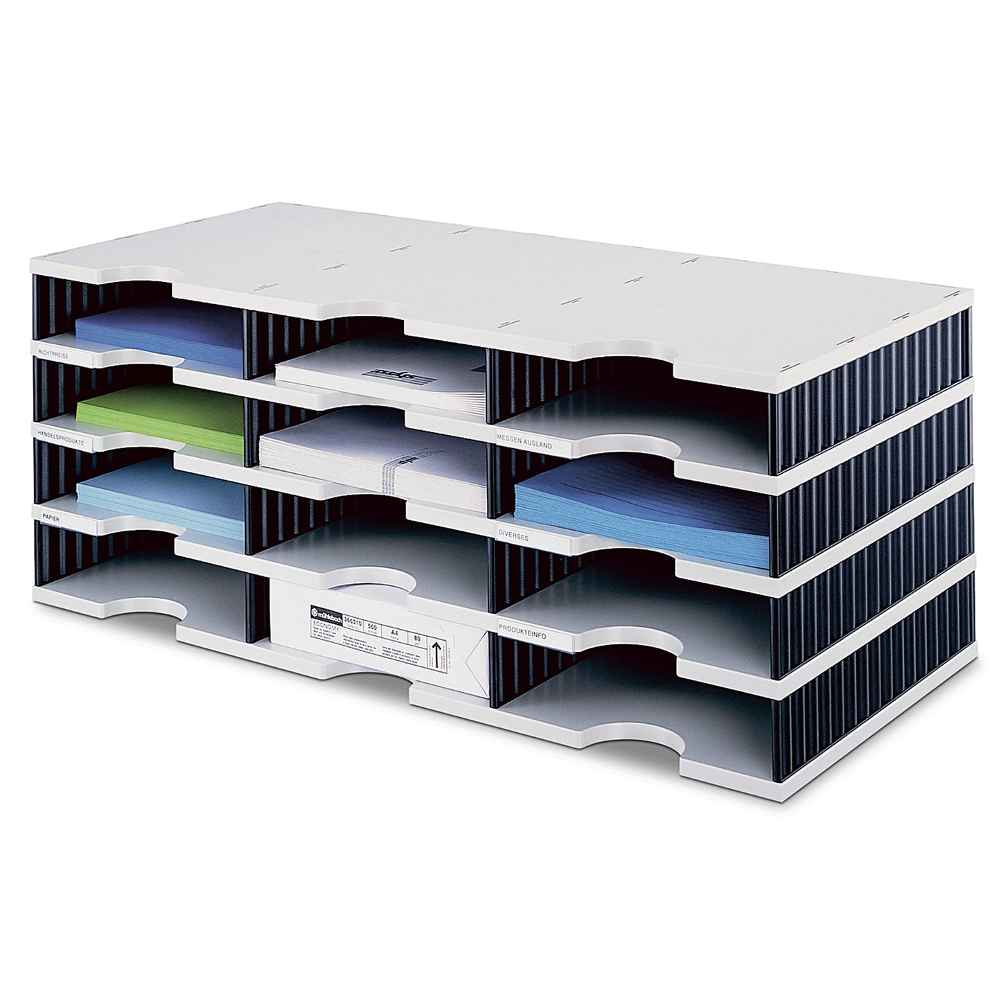 styro Dokumentenablage styrodoc trio Grundeinheit 72,3 x 29,3 x 33,1 cm (B x H x T) Polystyrol grau/schwarz