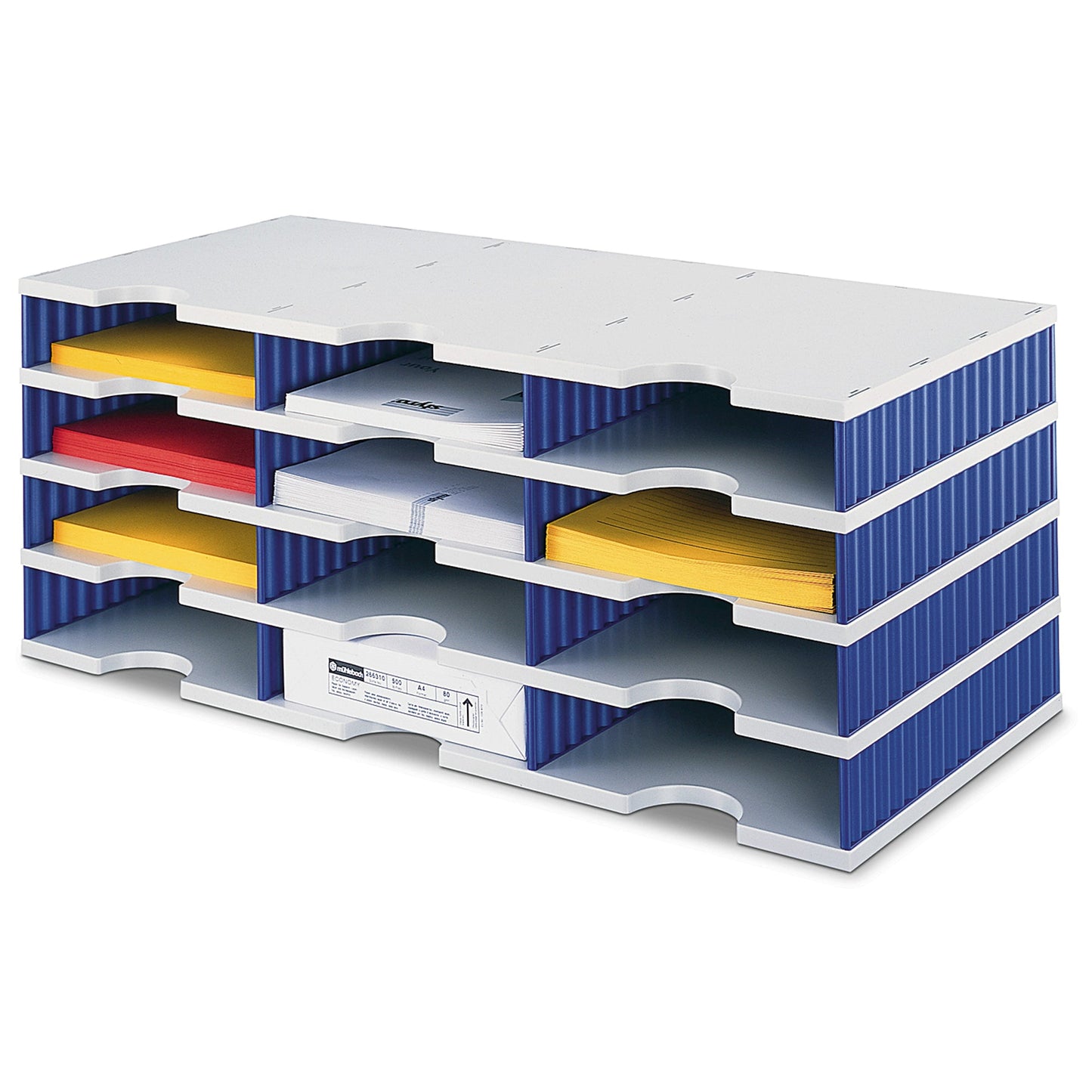 styro Dokumentenablage styrodoc trio Grundeinheit 72,3 x 29,3 x 33,1 cm (B x H x T) Polystyrol grau/blau