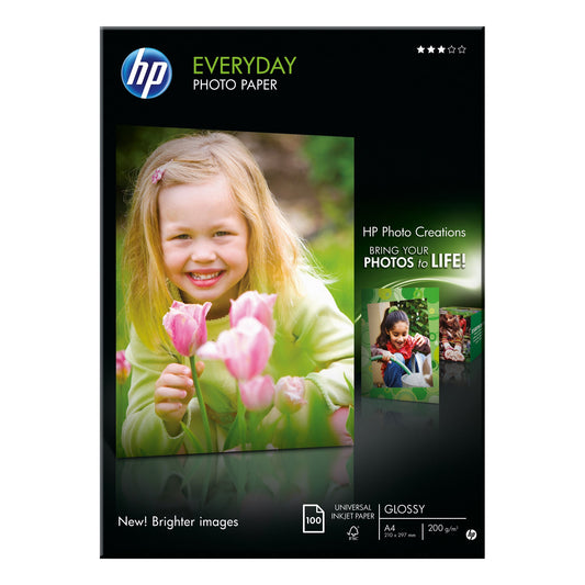 HP Fotopapier Everyday DIN A4 200g/m² weiß glänzend 100 Bl./Pack.