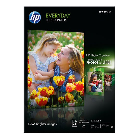 HP Fotopapier Everyday DIN A4 200g/m² weiß glänzend 25 Bl./Pack.