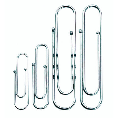 NORICA® Büroklammer glatt, runde Form, mit Kugelenden 32mm Metall, verzinkt silber 1.000 St./Pack.