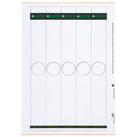 Leitz Ordnerrückenetikett schmal/lang 34 x 279 mm (B x H) selbstklebend mit Griffloch grau 125 Etik./Pack.