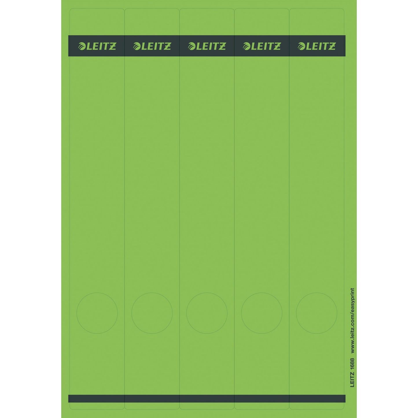 Leitz Ordnerrückenetikett schmal/lang 39 x 285 mm (B x H) selbstklebend mit Griffloch grün 125 Etik./Pack.