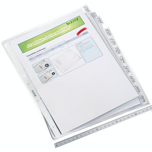 Leitz Hüllenregister DIN A4 130µm oben offen Polypropylen farblos genarbt 10 Registerblätter