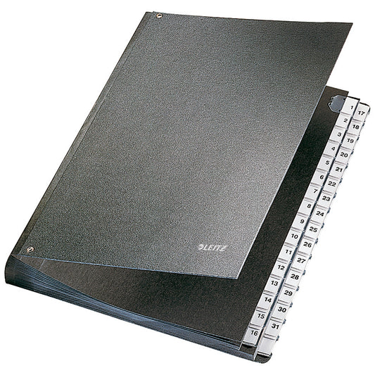 Leitz Pultordner DIN A4 1-31 Hartpappe schwarz 32 Fächer