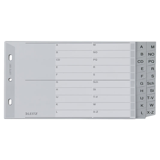 Leitz A-Z Register DIN A5 quer Polypropylen grau 20 Registerblätter