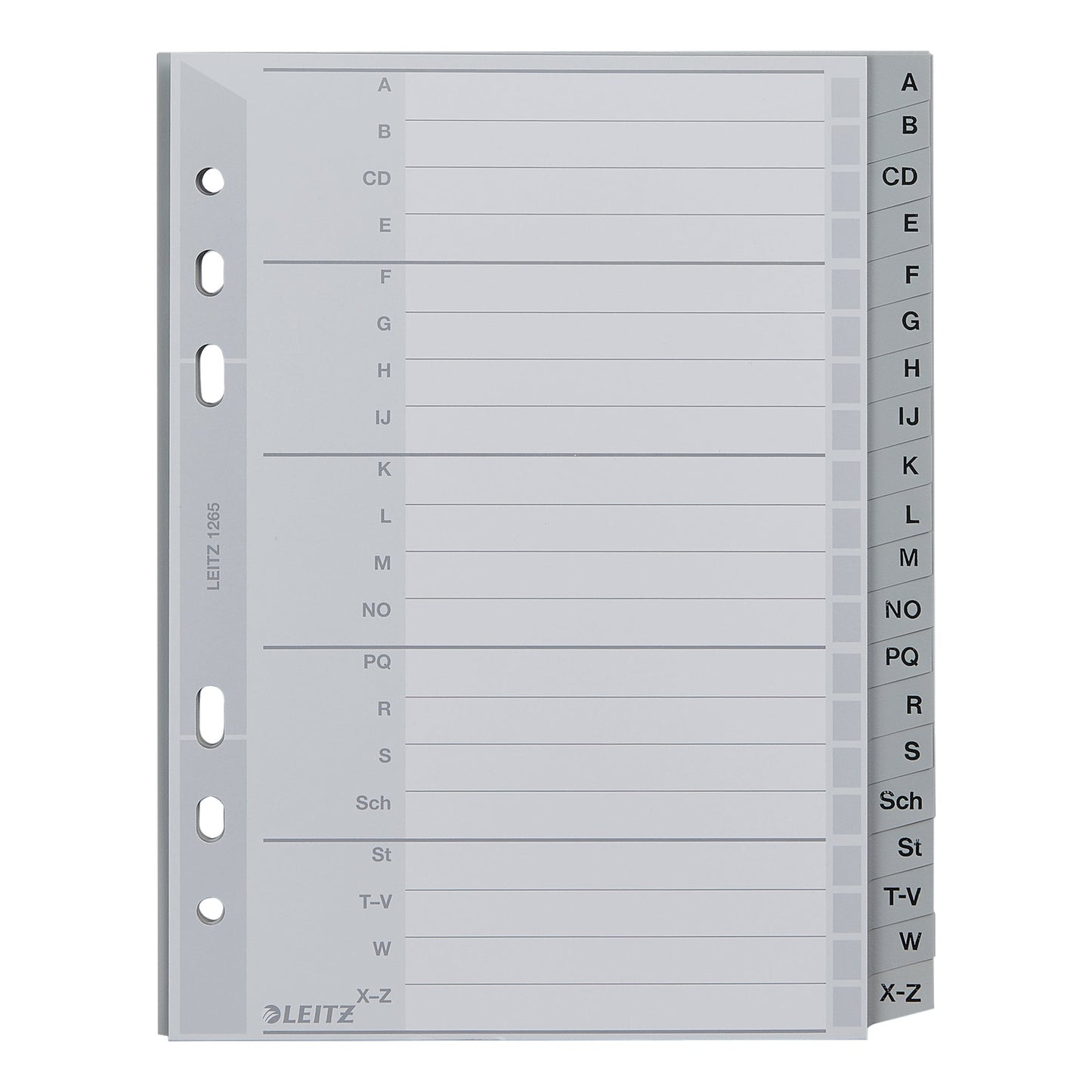 Leitz A-Z Register DIN A5 Polypropylen grau 20 Registerblätter