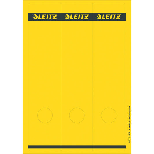 Leitz Ordnerrückenetikett breit/lang 61,5 x 285 mm (B x H) selbstklebend mit Griffloch gelb 75 Etik./Pack.