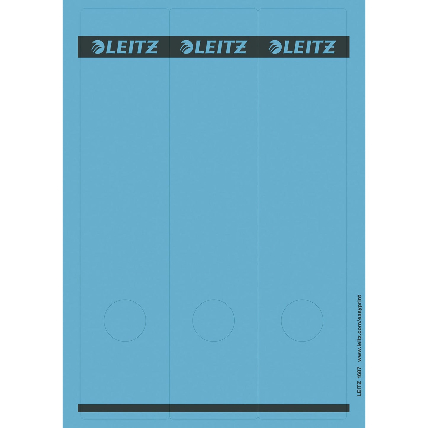 Leitz Ordnerrückenetikett breit/lang 61,5 x 285 mm (B x H) selbstklebend mit Griffloch blau 75 Etik./Pack.