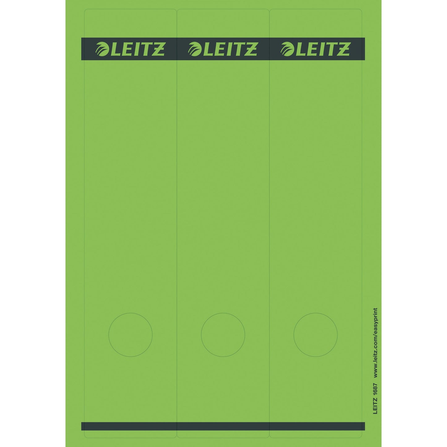 Leitz Ordnerrückenetikett breit/lang 61,5 x 285 mm (B x H) selbstklebend mit Griffloch grün 75 Etik./Pack.