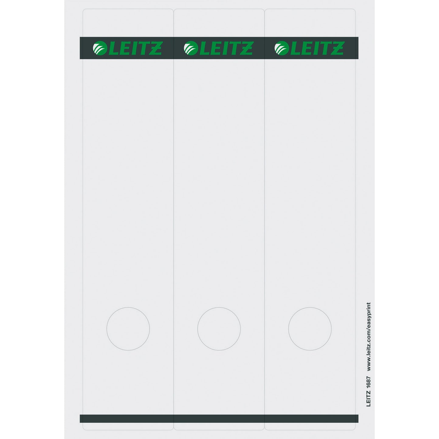 Leitz Ordnerrückenetikett breit/lang 61,5 x 285 mm (B x H) selbstklebend mit Griffloch grau 75 Etik./Pack.
