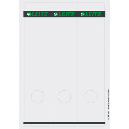 Leitz Ordnerrückenetikett breit/lang 61,5 x 285 mm (B x H) selbstklebend mit Griffloch grau 75 Etik./Pack.
