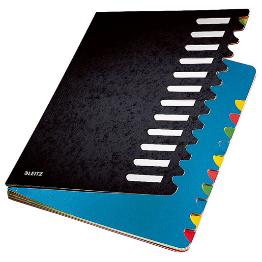 Leitz Ordnungsmappe Deskorganizer Color DIN A4 350g/m² Karton, marmoriert Farbe: schwarz Farbe des Fächerblocks: mehrfarbig 12 Fächer