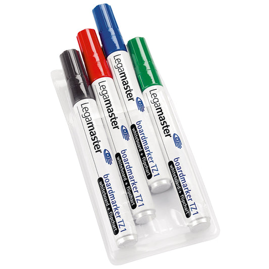 Legamaster Whiteboard-/Flipchartmarker TZ 1 1,5-3mm farbig sortiert Rundspitze 4 St./Pack.