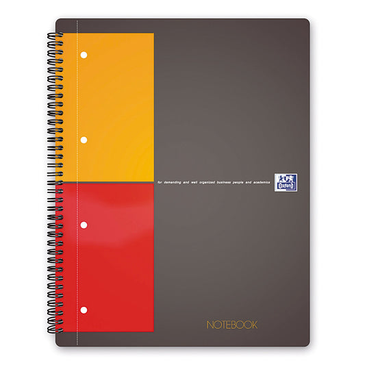 Oxford Collegeblock International Notebook DIN A4+ kariert Karton grau/orange/rot 80 Bl.