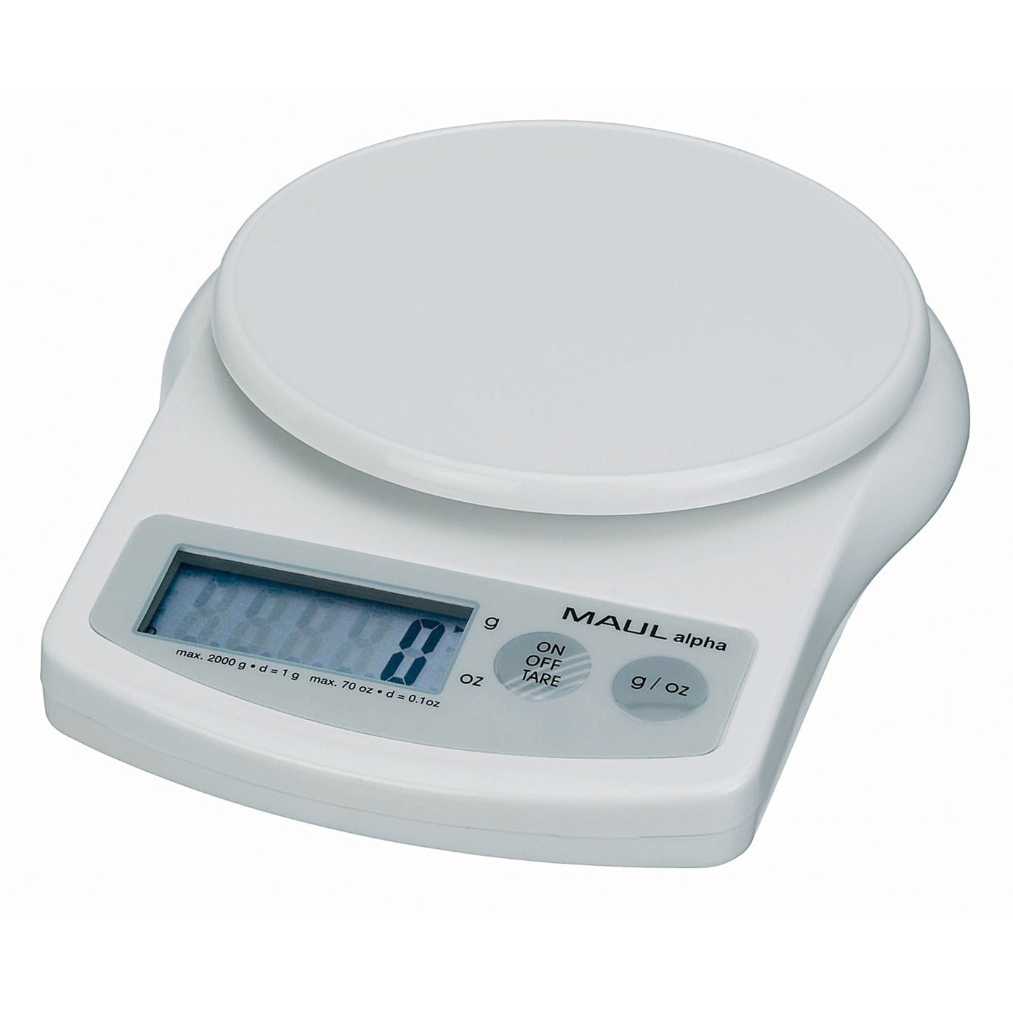 MAUL Briefwaage MAULalpha 12,4cm 2 g - 2kg ohne Netzanschluss weiß
