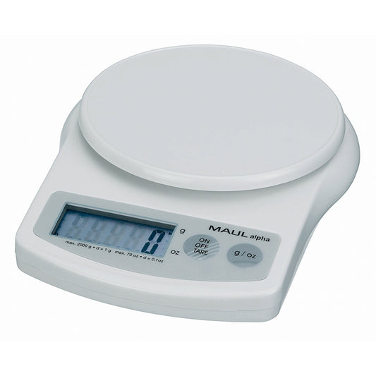 MAUL Briefwaage MAULalpha 12,4cm 2 g - 2kg ohne Netzanschluss weiß