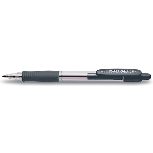 PILOT Kugelschreiber Super Grip 0,3mm F schwarz Mine auswechselbar dokumentenecht Schaftfarbe: transparent