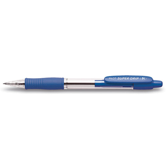 PILOT Kugelschreiber Super Grip 0,4mm M blau Mine auswechselbar dokumentenecht Schaftfarbe: transparent