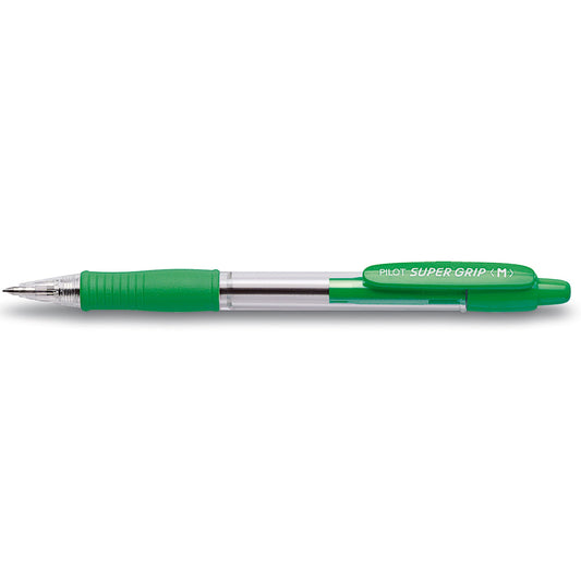 PILOT Kugelschreiber Super Grip 0,4mm M grün Mine auswechselbar dokumentenecht Schaftfarbe: transparent