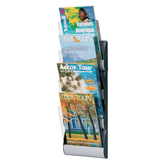 Paperflow Prospekthalter Integral 23,2 x 73,5 x 9 cm (B x H x T) DIN A4 Polystyrol alu 4 Fächer