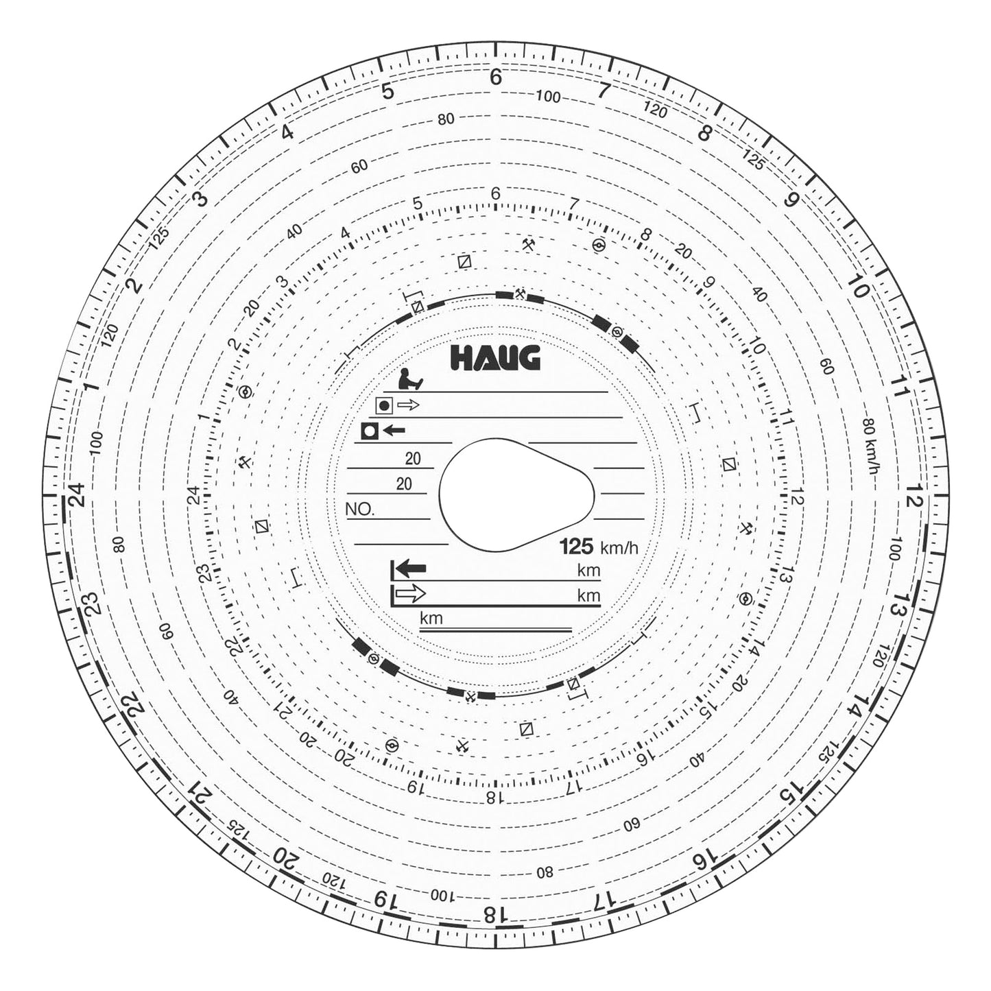 HAUG Diagrammscheibe 123mm 100 Bl. 100 St./Pack.
