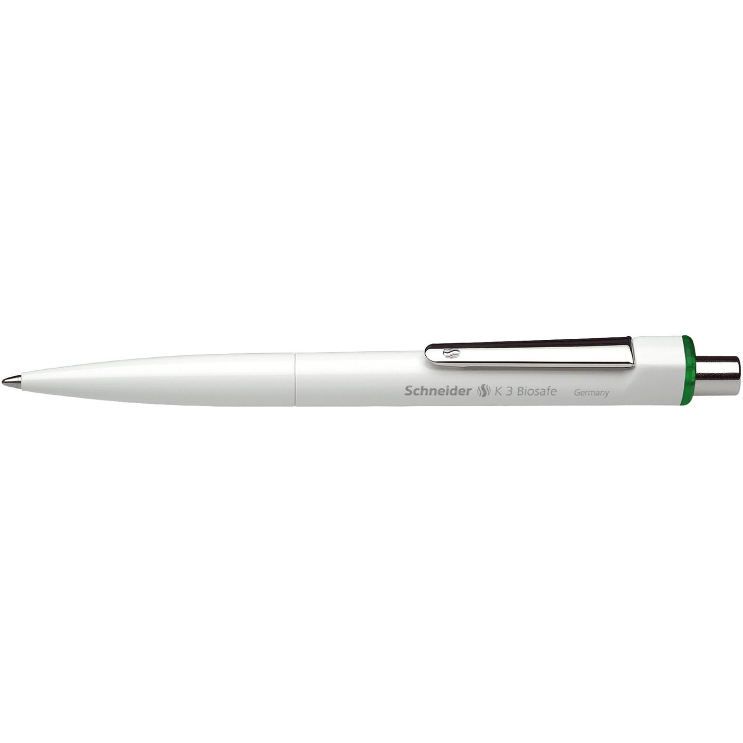 Schneider Kugelschreiber K 3 Biosafe 0,6mm grün Mine auswechselbar dokumentenecht Schaftfarbe: weiß