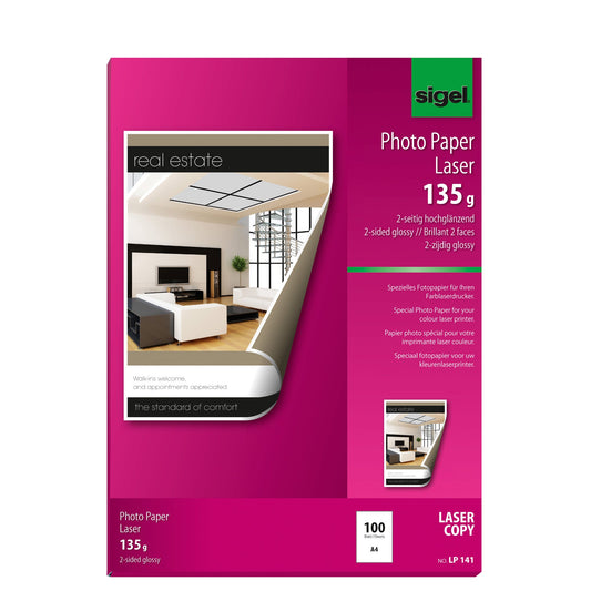 SIGEL Fotopapier DIN A4 135g/m² hochweiß hochglänzend 100 Bl./Pack.