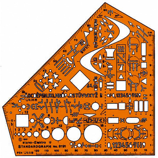 STANDARDGRAPH Zeichenschablone Elektro 15,5 x 15,5 cm (B x H) Kunststoff orange transparent