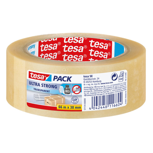 tesa® Packband tesapack® Ultra Strong 38 mm x 66 m (B x L) transparent