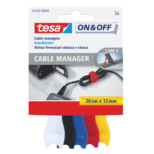 tesa® Kabelbinder On & Off® Cable Manager small Polyamid farbig sortiert 5 St./Pack.