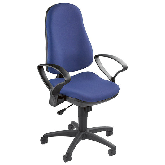 TOPSTAR Bürodrehstuhl Support® SY 42-55cm Synchronmechanik Rolle hart gebremst (für Teppichboden) optionales Zubehör: Rolle weich gebremst (für Hartboden) 6990 Polyamid blau