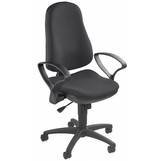 TOPSTAR Bürodrehstuhl Support® SY 42-55cm Synchronmechanik Rolle hart gebremst (für Teppichboden) optionales Zubehör: Rolle weich gebremst (für Hartboden) 6990 Polyamid schwarz