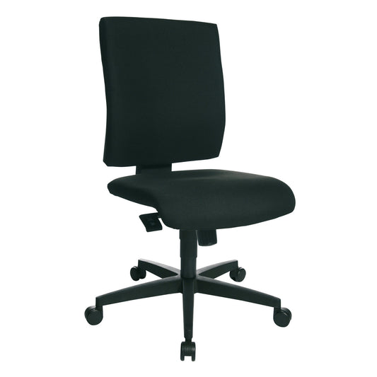 TOPSTAR Bürodrehstuhl Lightstar 10 41-53cm Punktsynchronmechanik Rolle hart gebremst (für Teppichboden) optionales Zubehör: Armlehnen 7090CHR: T2, Rolle weich gebremmst (für Hartboden) 6990-3 Polyamid schwarz