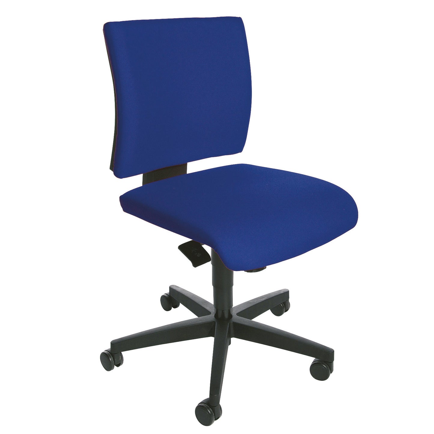 TOPSTAR Bürodrehstuhl Lightstar 10 41-53cm Punktsynchronmechanik Rolle hart gebremst (für Teppichboden) optionales Zubehör: Armlehnen 7090CHR: T2, Rolle weich gebremmst (für Hartboden) 6990-3 Polyamid blau
