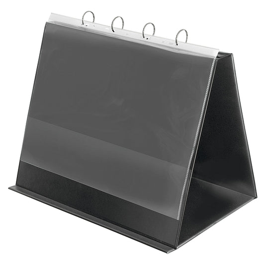 Veloflex Tischflipchart DIN A3 quer 4 Ringe, Rundmechanik PVC-Folie, kartonverstärkt schwarz 10 Hüllen