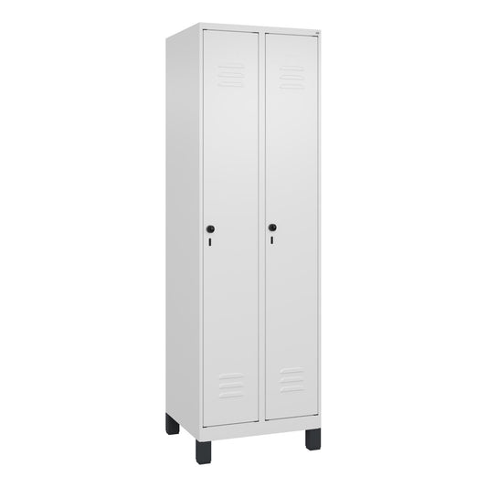 C+P Kleiderspind Classic PLUS 600 x 1.950 x 500 mm (B x H x T) 2 Abteile Stahl Farbe der Front: verkehrsweiß Farbe des Korpus: verkehrsweiß