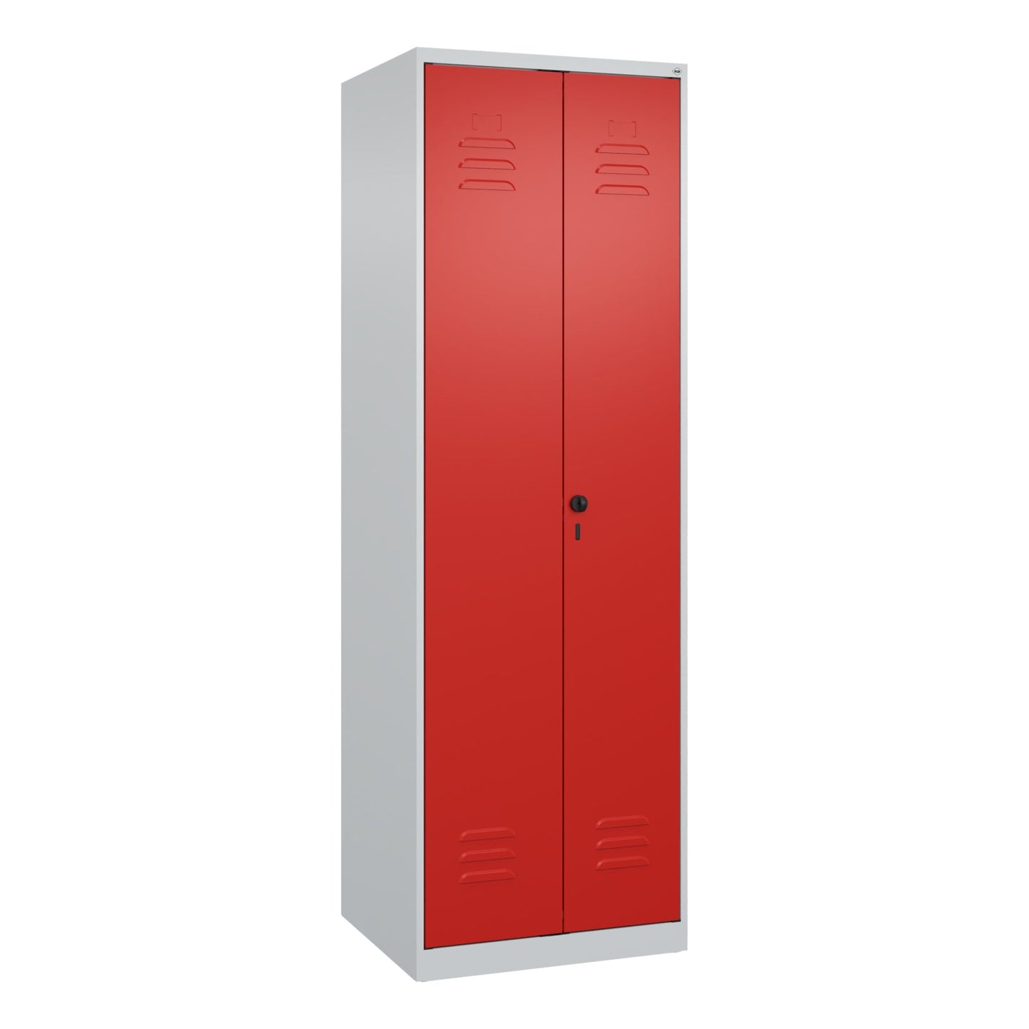 C+P Putzmittelschrank Classic PLUS 600 x 1.850 x 500 mm (B x H x T) Stahl Farbe der Front: verkehrsrot Farbe des Korpus: lichtgrau